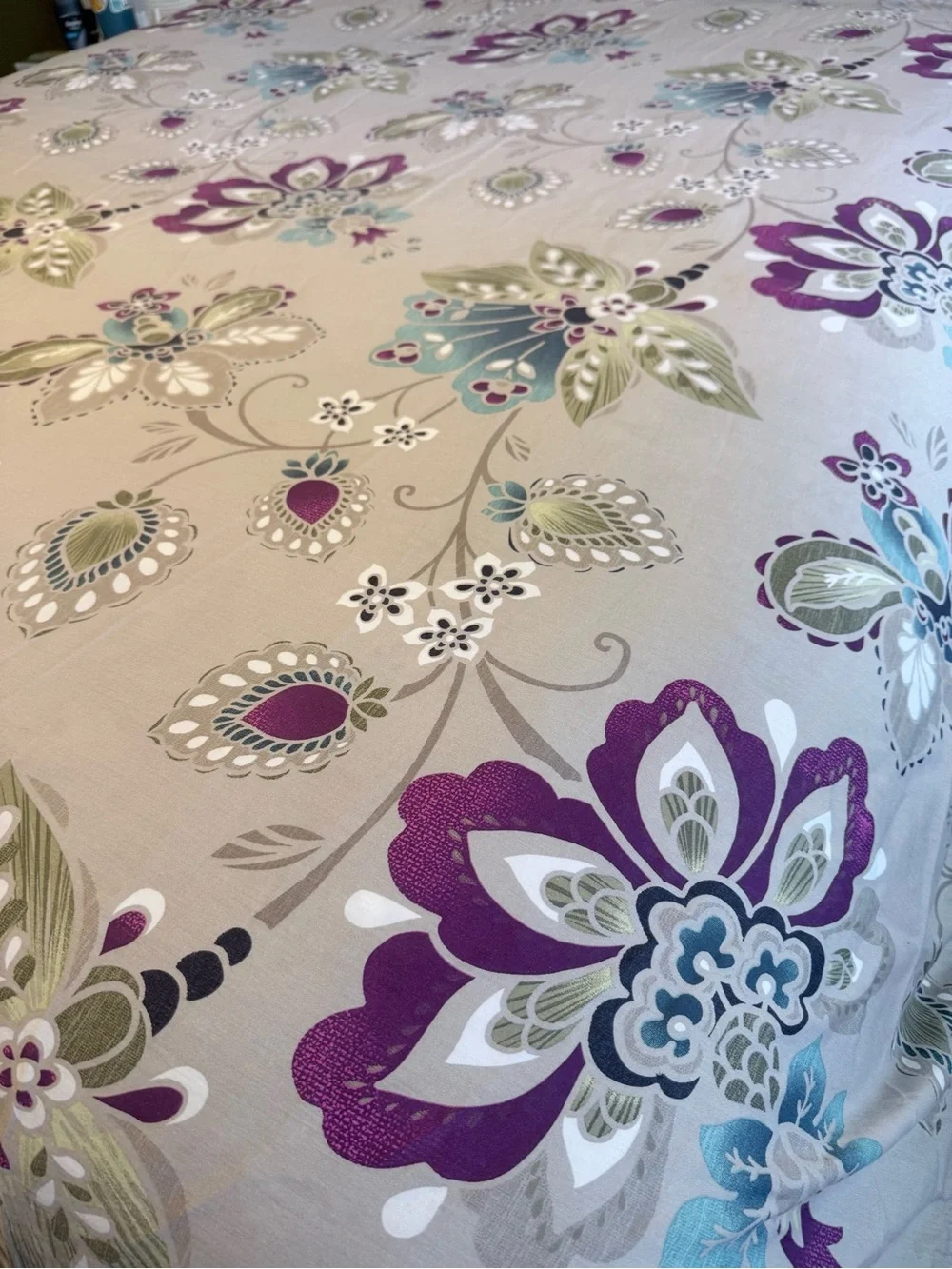 Cynthia Rowley Purple and Teal Floral Duvet Oversized Queen Cover